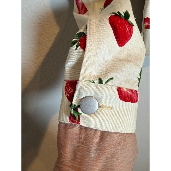 Dangerfield Dolls Kill Strawberry Drill Print Denim Jacket Trucker Coat sz 10 - Picture 3 of 11